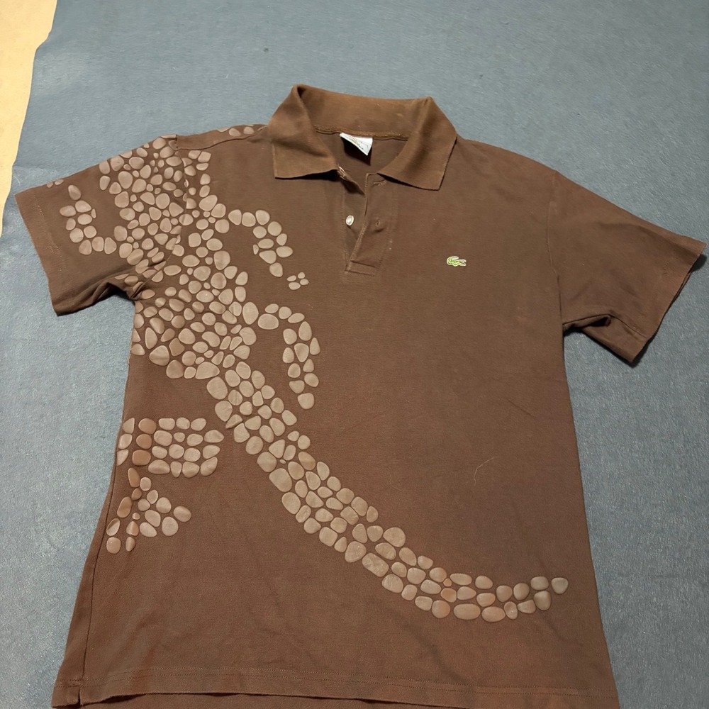 Lacoste Rare Michael Young Collab Graphic Polo Shirt Mens 6 XL Brown Alligator
